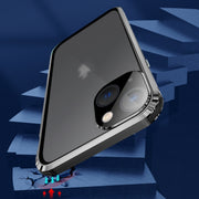 For iPhone 15 Pro Max Anti-peeping Magnetic Tempered Glass Phone Case(Blue)