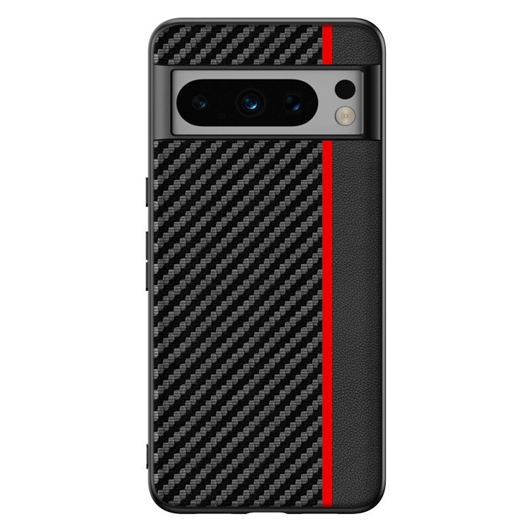 For Google Pixel 9 Pro Ultra-thin Carbon Fiber Texture Printing Phone Case(Black Red)