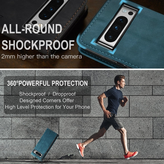For Google Pixel 8 Pro CaseMe 013 Multifunctional Horizontal Flip Leather Phone Case(Blue)