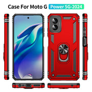 For Motorola Moto G Power 5G 2024 Shockproof TPU + PC Phone Case with Holder(Red)