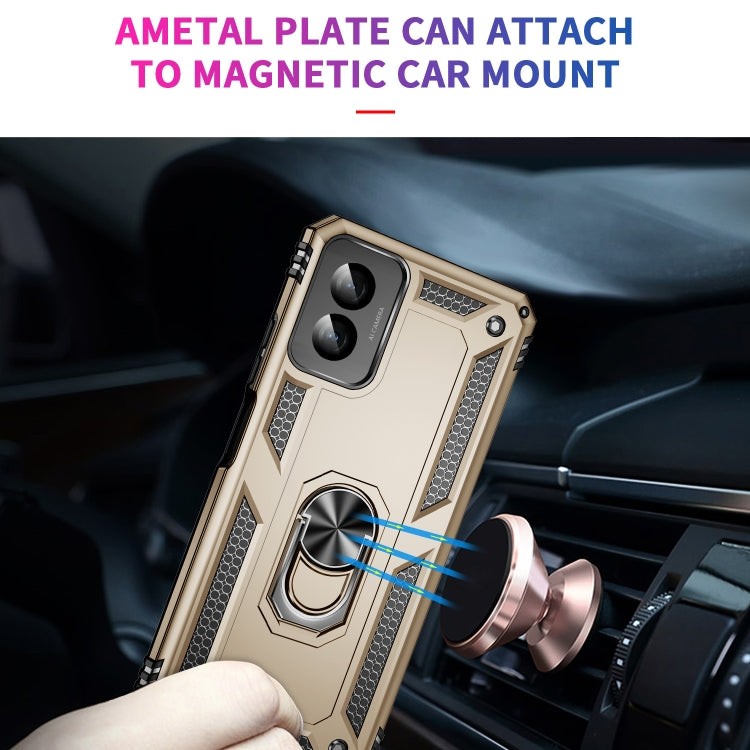 For Motorola Moto G Power 5G 2024 Shockproof TPU + PC Phone Case with Holder(Gold)