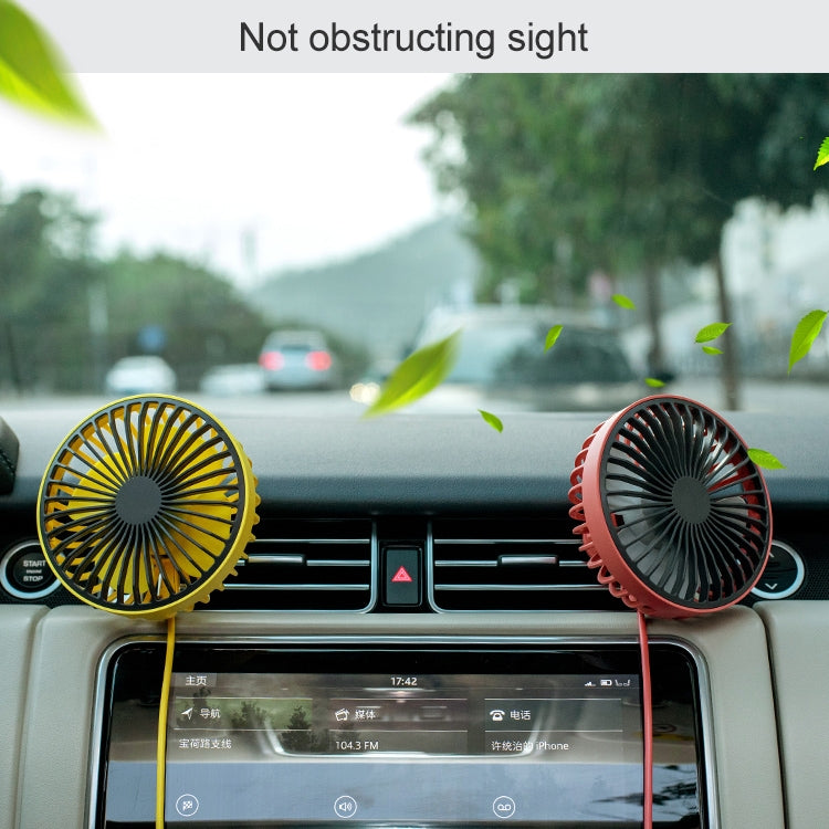 F829 Portable Car Air Outlet Electric Cooling Fan with LED Light(Yellow)