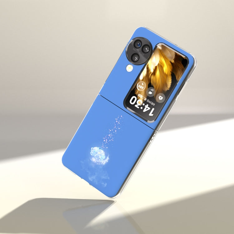 For OPPO Find N3 Flip Painted Pattern PC Phone Case(Blue Flower)