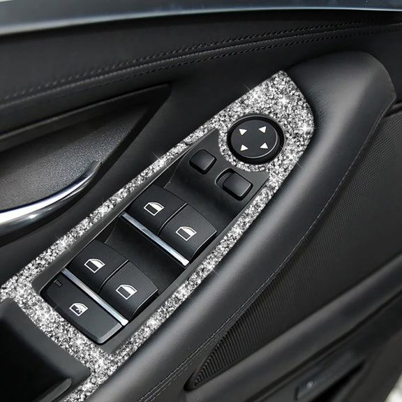 For BMW F10 5 Series 2011-2018 Car Window Lift Switch Diamond Decorative Sticker, Left-hand Drive
