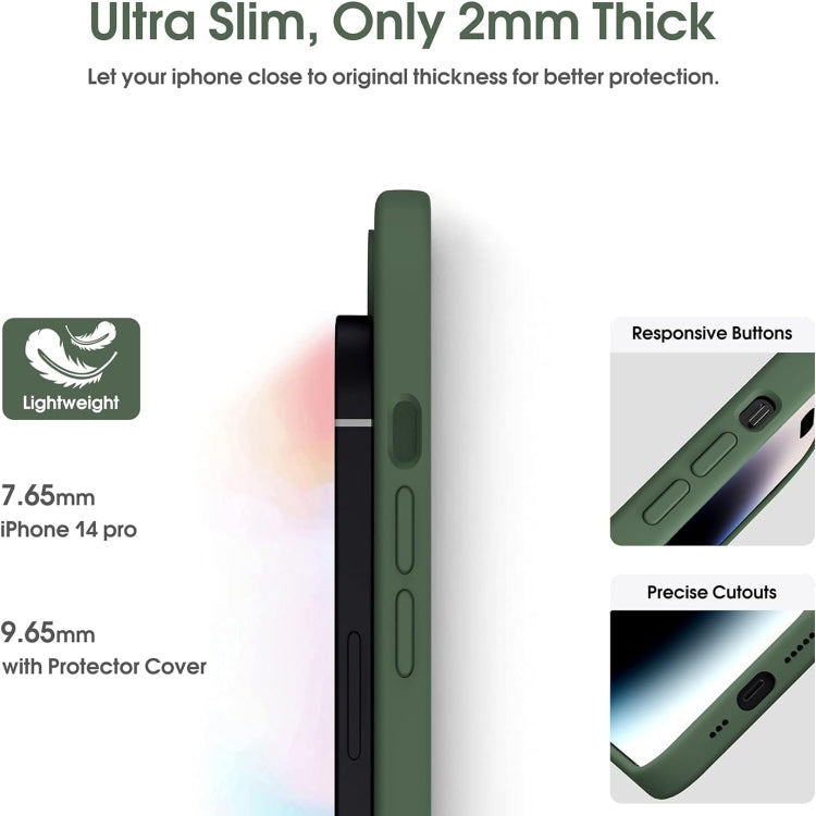 For iPhone 16 Pro Max Microfiber Liquid Silicone Shockproof Phone Case(Dark Green)