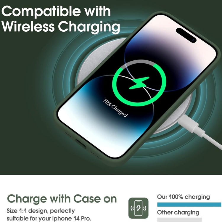 For iPhone 16 Pro Max Microfiber Liquid Silicone Shockproof Phone Case(Dark Green)
