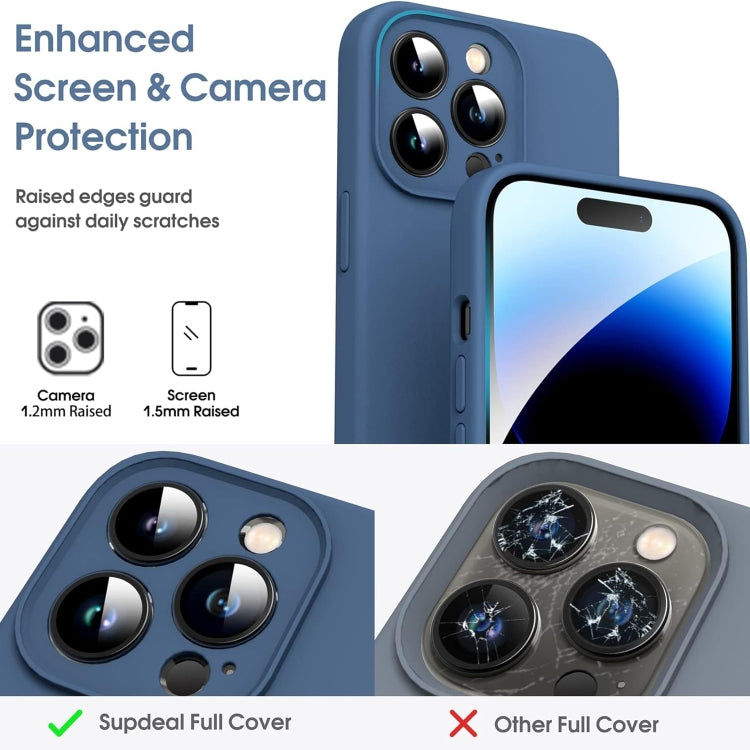For iPhone 16 Pro Microfiber Liquid Silicone Shockproof Phone Case(Blue)
