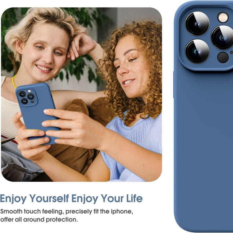 For iPhone 16 Microfiber Liquid Silicone Shockproof Phone Case(Blue)