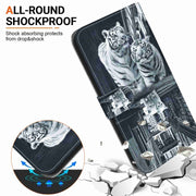 For Xiaomi Redmi Note 12 5G Crystal Texture Colored Drawing Leather Phone Case(Cat Tiger Reflection)