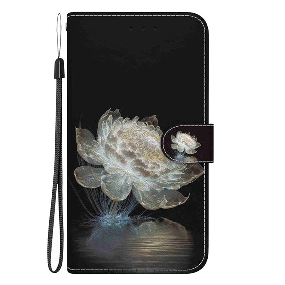 For Xiaomi Poco X4 Pro 5G Crystal Texture Colored Drawing Leather Phone Case(Crystal Peony)
