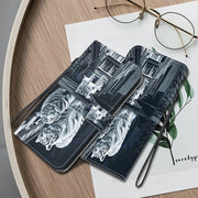 For OPPO Reno11 Pro 5G Global Crystal Texture Colored Drawing Leather Phone Case(Cat Tiger Reflection)