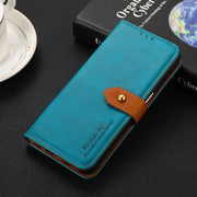 For Google Pixel 9 Pro KHAZNEH Dual-color Cowhide Texture Flip Leather Phone Case(Blue)