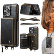 For iPhone 16 Pro Max JEEHOOD C22 Series Zipper Wallet Leather Phone Case with Dual Lanyard(Coffee) - iPhone 16 Pro Max Cases by JEEHOOD | Online Shopping South Africa | PMC TechLife | Buy Now Pay Later Mobicred