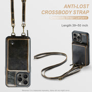 For iPhone 16 Pro Max JEEHOOD C22 Series Zipper Wallet Leather Phone Case with Dual Lanyard(Coffee)