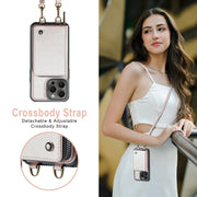 For iPhone 16 Pro JEEHOOD C22 Series Zipper Wallet Leather Phone Case with Dual Lanyard(Rose Gold)