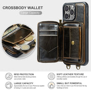 For iPhone 16 Pro JEEHOOD C22 Series Zipper Wallet Leather Phone Case with Dual Lanyard(Coffee)