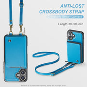 For iPhone 16 JEEHOOD C22 Series Zipper Wallet Leather Phone Case with Dual Lanyard(Blue)
