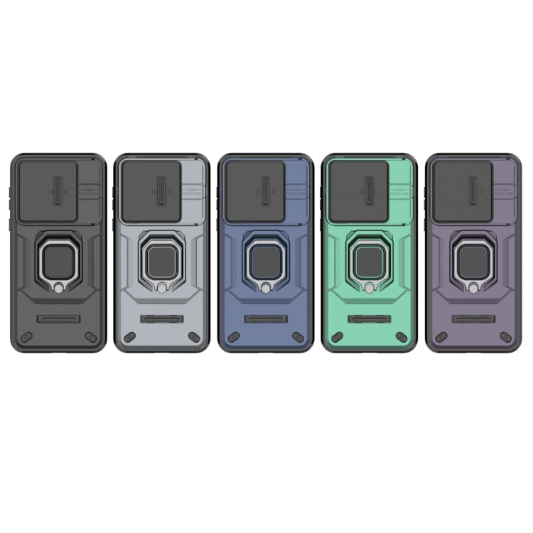 For Huawei Pura 70 Sliding Camshield TPU + PC Shockproof Phone Case with Holder(Purple)