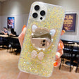 For iPhone 13 Pro Max Starry Sequin Diamond Cat Ears Mirror Epoxy TPU Phone Case(Yellow) - iPhone 13 Pro Max Cases by PMC TechLife | Online Shopping South Africa | PMC TechLife