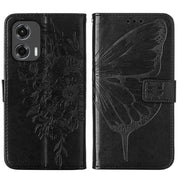 For Motorola Moto G Stylus 5G 2024 Embossed Butterfly Leather Phone Case(Black)
