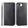 For iPhone 16e Cubic Grid Calf Texture Magnetic Leather Phone Case(Black) - iPhone 16e Cases by PMC TechLife | Online Shopping South Africa | PMC TechLife | Buy Now Pay Later Mobicred