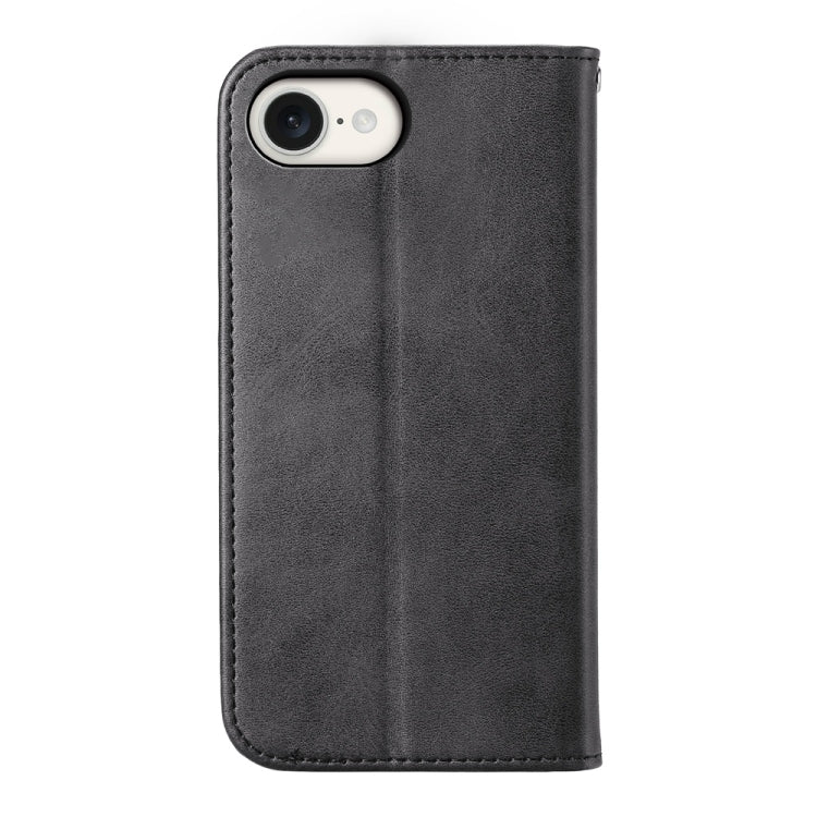 For iPhone 16e Cubic Grid Calf Texture Magnetic Leather Phone Case(Black)