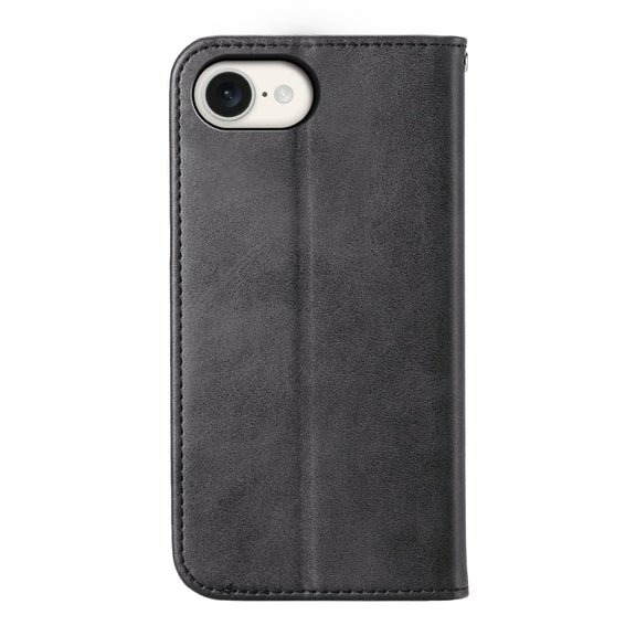 For iPhone 16e Cubic Grid Calf Texture Magnetic Leather Phone Case(Black)
