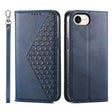 For iPhone 16e Cubic Grid Calf Texture Magnetic Leather Phone Case(Blue) - iPhone 16e Cases by PMC TechLife | Online Shopping South Africa | PMC TechLife | Buy Now Pay Later Mobicred