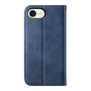 For iPhone 16e Cubic Grid Calf Texture Magnetic Leather Phone Case(Blue)