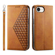 For iPhone 16e Cubic Grid Calf Texture Magnetic Leather Phone Case(Yellow) - iPhone 16e Cases by PMC TechLife | Online Shopping South Africa | PMC TechLife | Buy Now Pay Later Mobicred