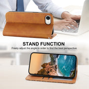 For iPhone 16e Cubic Grid Calf Texture Magnetic Leather Phone Case(Yellow)