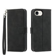 For iPhone 16e Dierfeng Dream Line TPU + PU Leather Phone Case(Black) - iPhone 16e Cases by PMC TechLife | Online Shopping South Africa | PMC TechLife | Buy Now Pay Later Mobicred