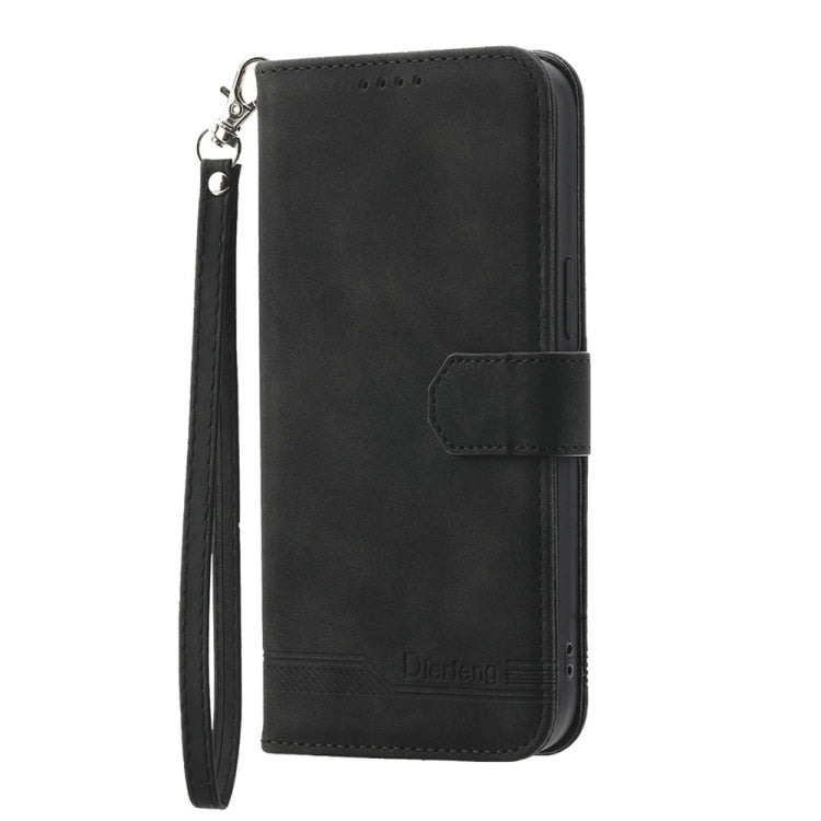 For iPhone 16e Dierfeng Dream Line TPU + PU Leather Phone Case(Black)
