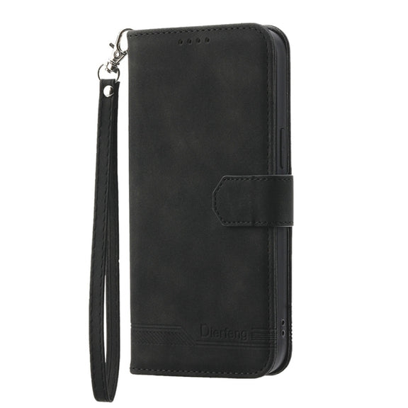 For iPhone 16e Dierfeng Dream Line TPU + PU Leather Phone Case(Black)