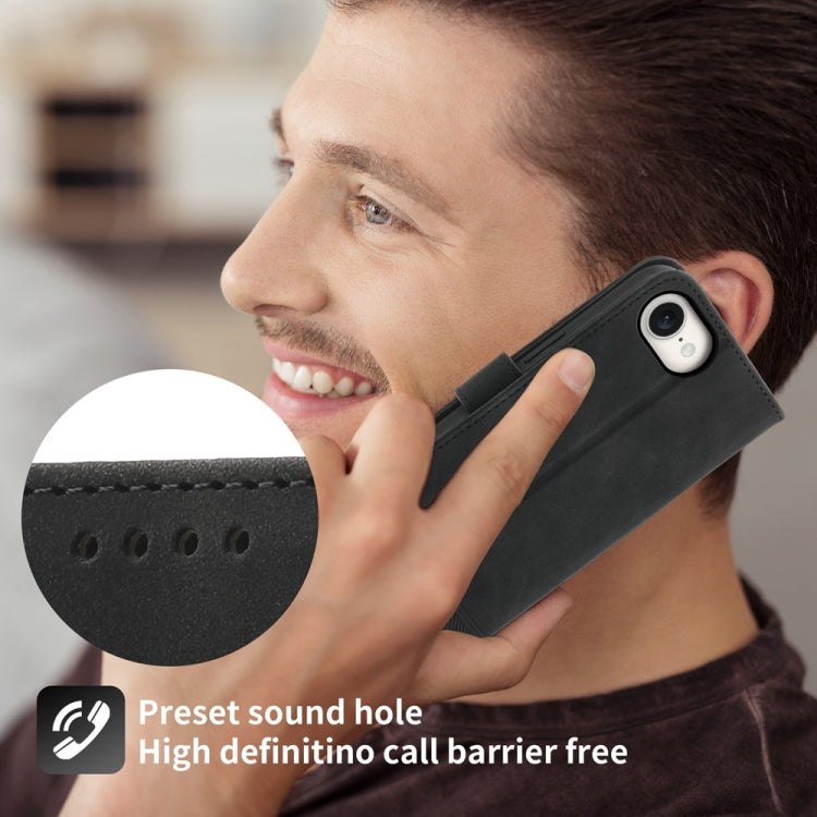 For iPhone 16e Dierfeng Dream Line TPU + PU Leather Phone Case(Black)