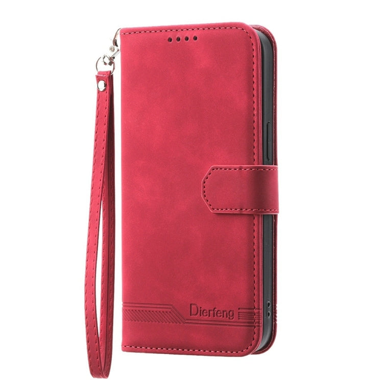 For iPhone 16e Dierfeng Dream Line TPU Hybrid PU Leather Phone Case(Red)