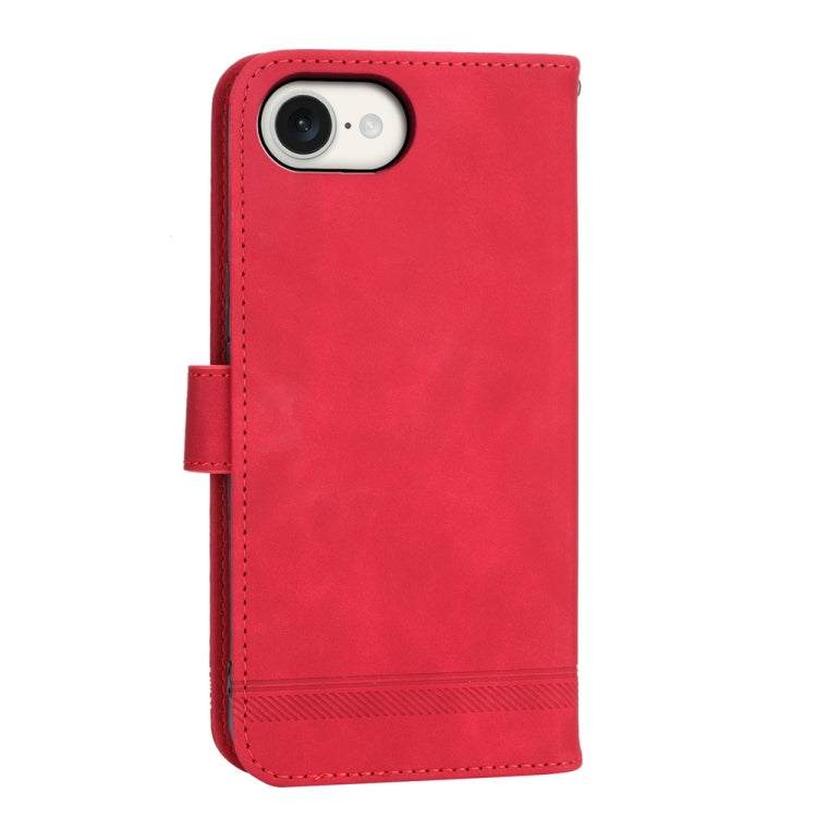 For iPhone 16e Dierfeng Dream Line TPU Hybrid PU Leather Phone Case(Red)