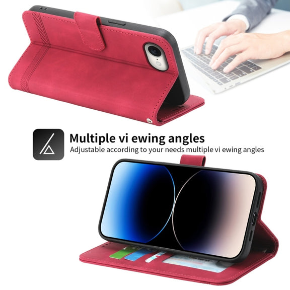 For iPhone 16e Dierfeng Dream Line TPU Hybrid PU Leather Phone Case(Red)