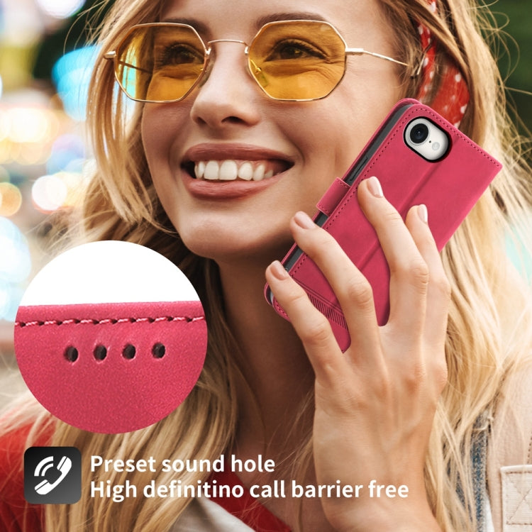 For iPhone 16e Dierfeng Dream Line TPU Hybrid PU Leather Phone Case(Red)