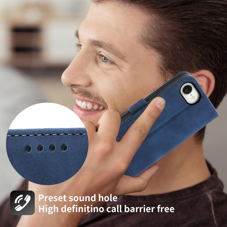 For iPhone 16e Dierfeng Dream Line TPU + PU Leather Phone Case(Blue)