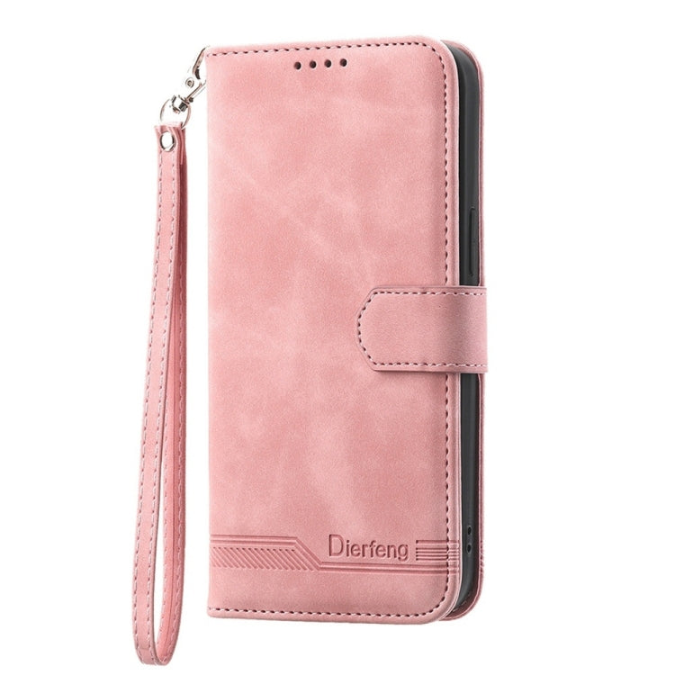 For iPhone 16e Dierfeng Dream Line TPU Hybrid PU Leather Phone Case(Pink)
