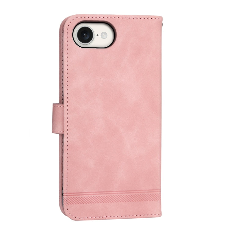 For iPhone 16e Dierfeng Dream Line TPU Hybrid PU Leather Phone Case(Pink)