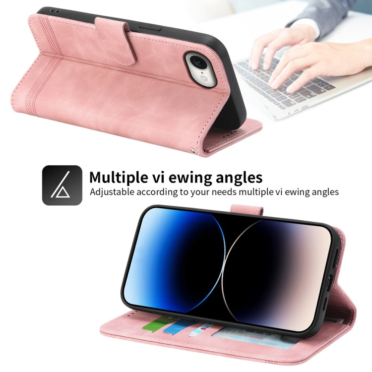 For iPhone 16e Dierfeng Dream Line TPU Hybrid PU Leather Phone Case(Pink)