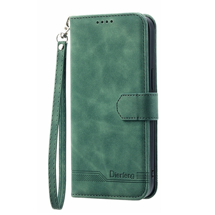 For iPhone 16e Dierfeng Dream Line TPU + PU Leather Phone Case(Green)