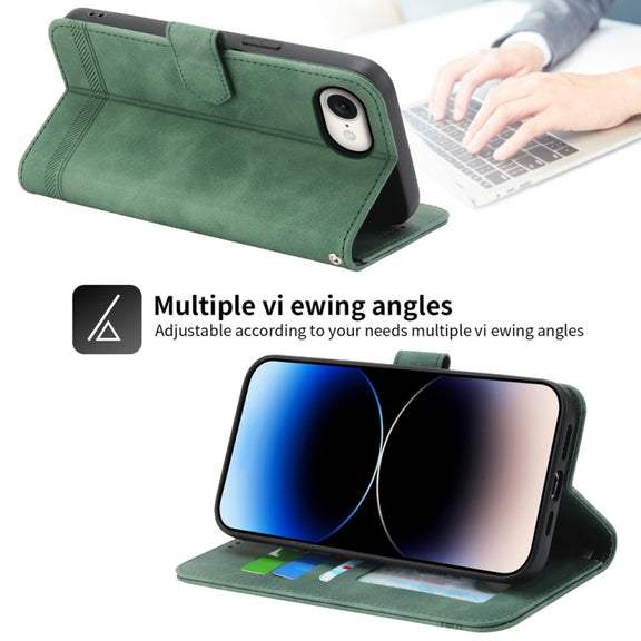For iPhone 16e Dierfeng Dream Line TPU + PU Leather Phone Case(Green)