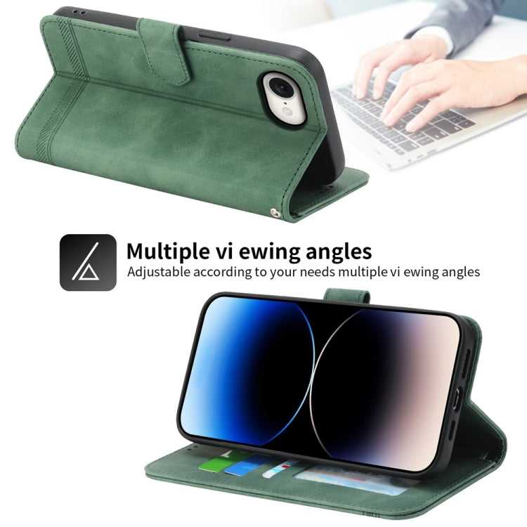 For iPhone 16e Dierfeng Dream Line TPU + PU Leather Phone Case(Green)
