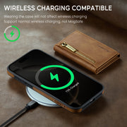 For iPhone 16 Pro Max DG.MING M5 Series Zip RFID Multi Card Detachable Leather Phone Case(Brown)
