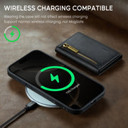 For iPhone 16 Pro DG.MING M5 Series Zip RFID Multi Card Detachable Leather Phone Case(Black)