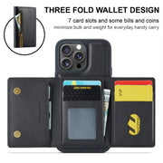 For iPhone 16 Pro DG.MING M5 Series Zip RFID Multi Card Detachable Leather Phone Case(Black)