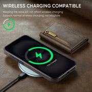 For iPhone 16 DG.MING M5 Series Zip RFID Multi Card Detachable Leather Phone Case(Coffee)